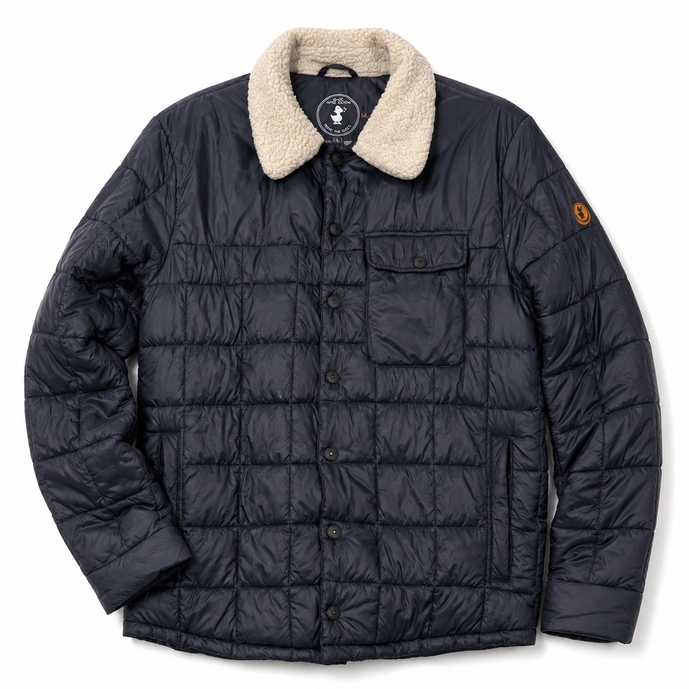 Save The Duck Mens Sherpa Lined Quilted Jacket Black Animal Free Puffer Coat